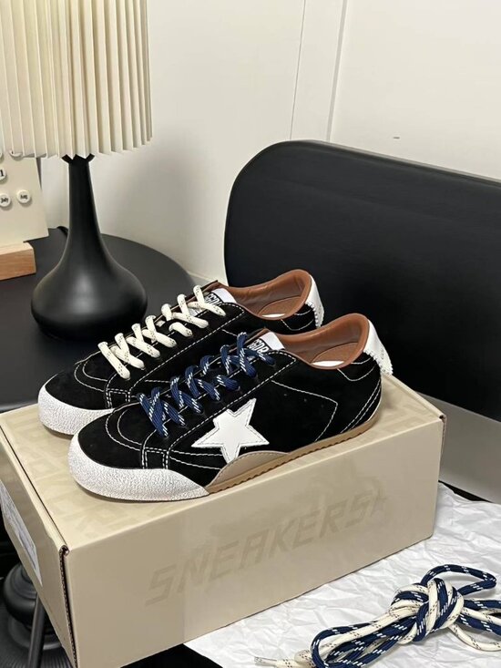 Golden Goose Shoes - Golden Goose Black Suede Star-Detail Sneakers